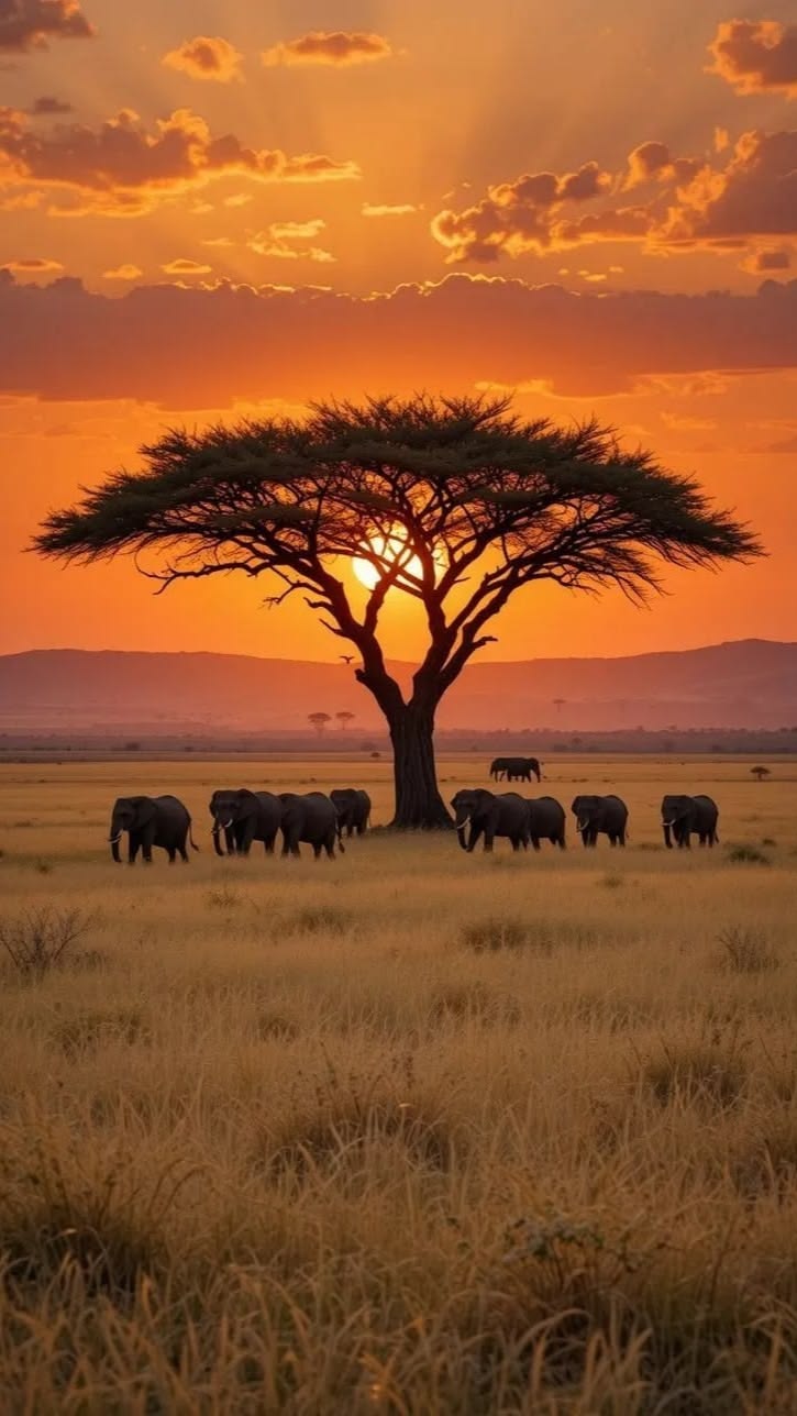 African landscape at golden hour
